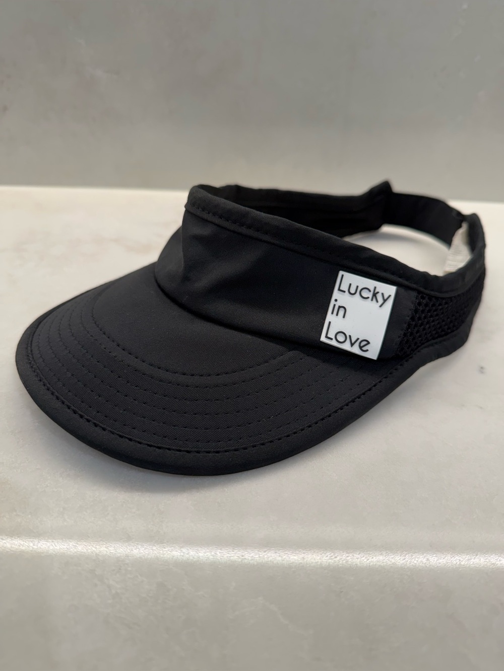 Lucky in Love Women's Black Visor with Logo Patch, Lightweight, Adjustable